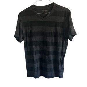 Blue Crown Dark Grey & Black Striped V-Neck Men’s Shirt